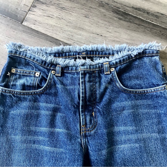 Vintage Y2K Express Ultra Low Rise Frayed Flare Leg Jeans - Picture 4 of 10